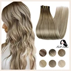 Полный блеск Омбре клип в наращивание волос 7 шт. двойной Wefted расширение блонд Омбре 100% Remy человеческие волосы для наращивания толстые волосы