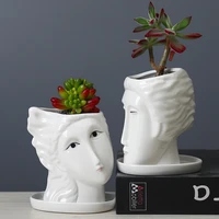 cartoon face gardening ceramic flowerpot simple creative tabletop multi fleshy flower ornaments