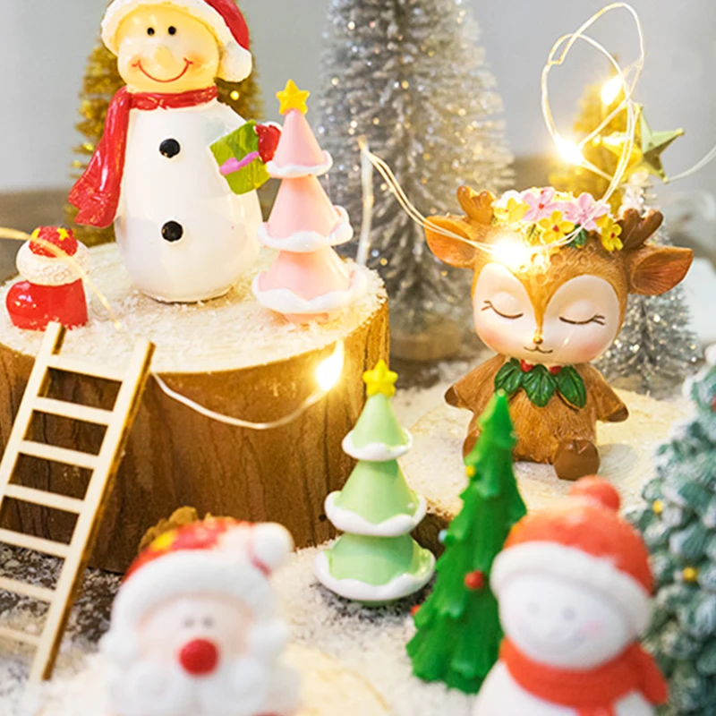 Мини Санта Клаус снеговик поезд золотой серебряный Рождественское дерево микро