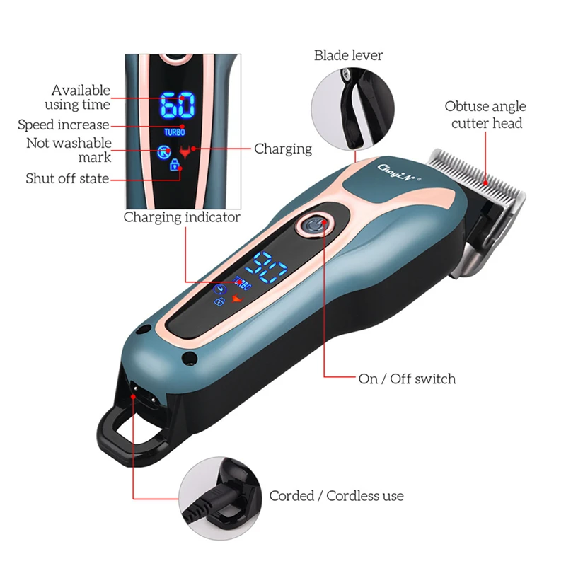 

CkeyiN Electric Cordless Hair Clipper Men Professional Hair Trimmer Haircut Machine for Baby Children Adults Rechargeable Mower