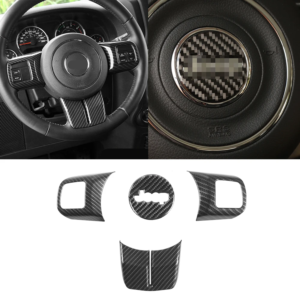 Car Interior Steering Wheel Decoration Cover Trim Stickers Kits for Jeep Compass 2011 2012 2013 2014 2015 2016 ABS Carbon Fiber