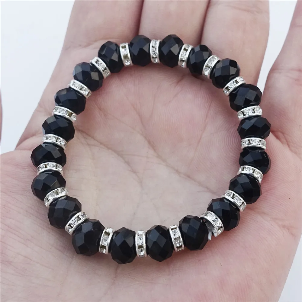 Браслет для маленьких девочек-подростков, радужные стразы с бусинами, стрейч-бижутерия, длина 15 см