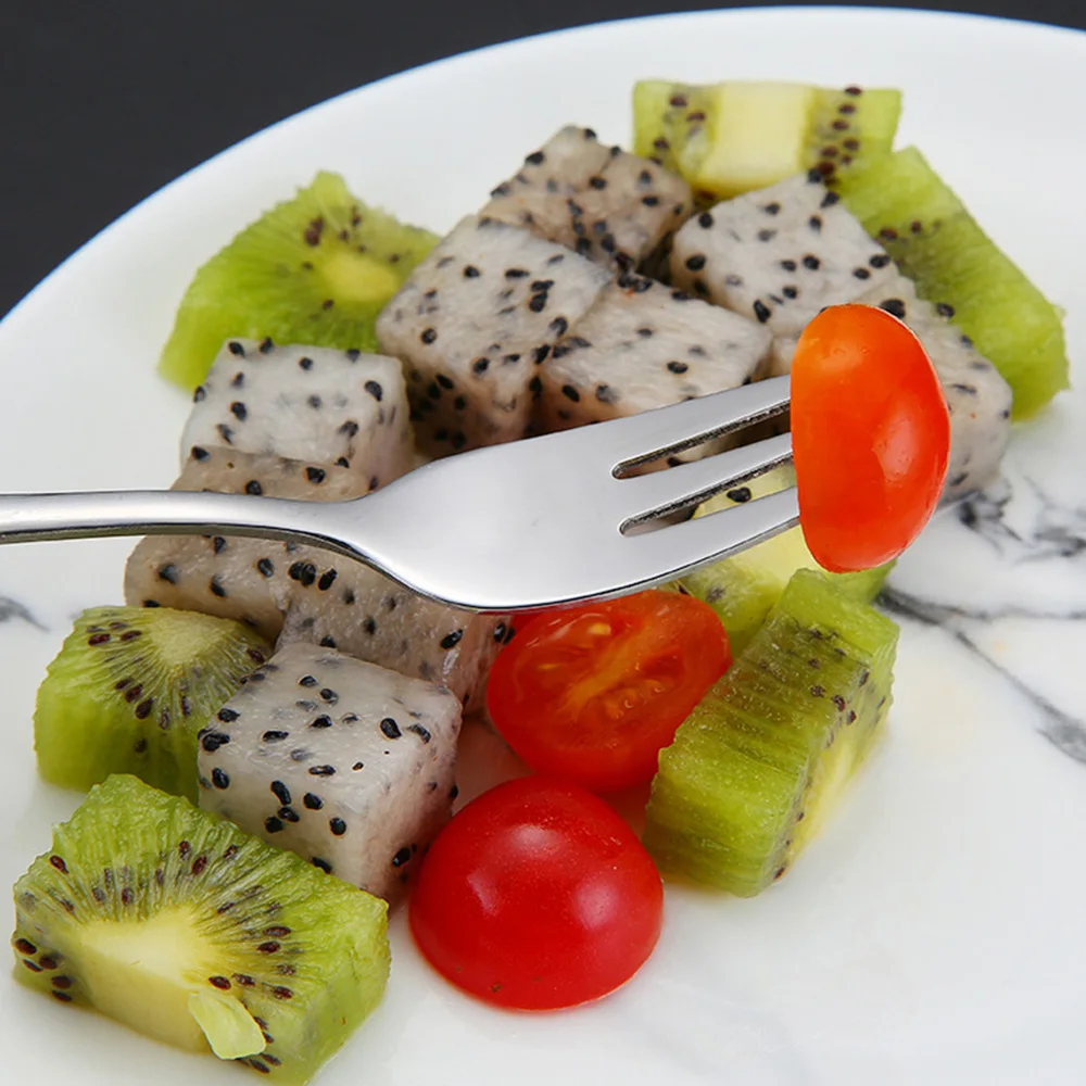 

8pcs Stainless Steel Food Forks Cake Forks Home Fruit Forks (Assorted Color)