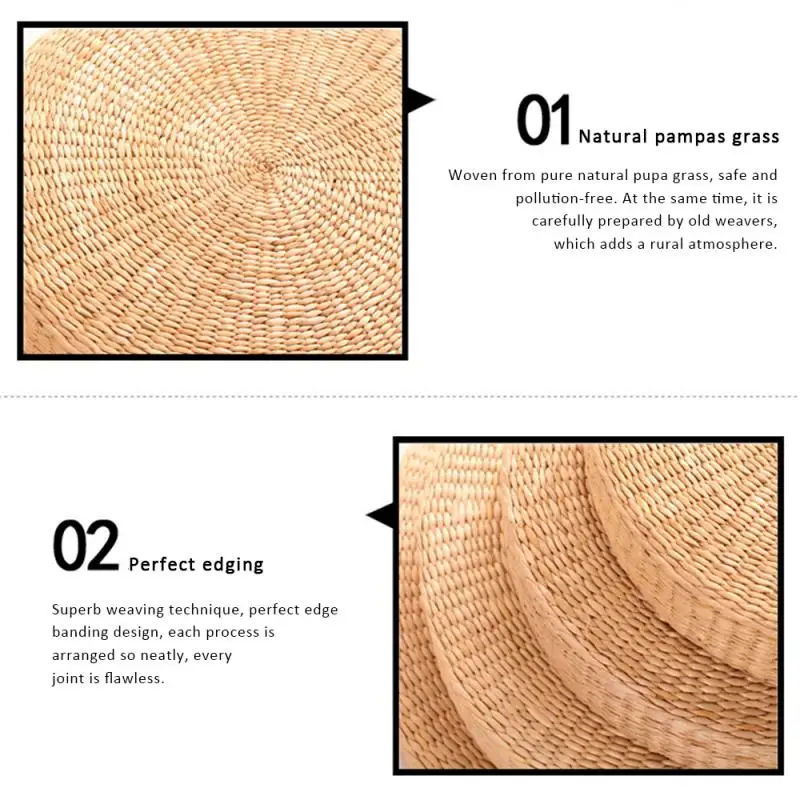 

Yoga Mat Natural Pouf Round Hand-made Weaving Natural Straw Cushion Meditation Pillow Soft Chair Seat Mat Tatami Window Pad
