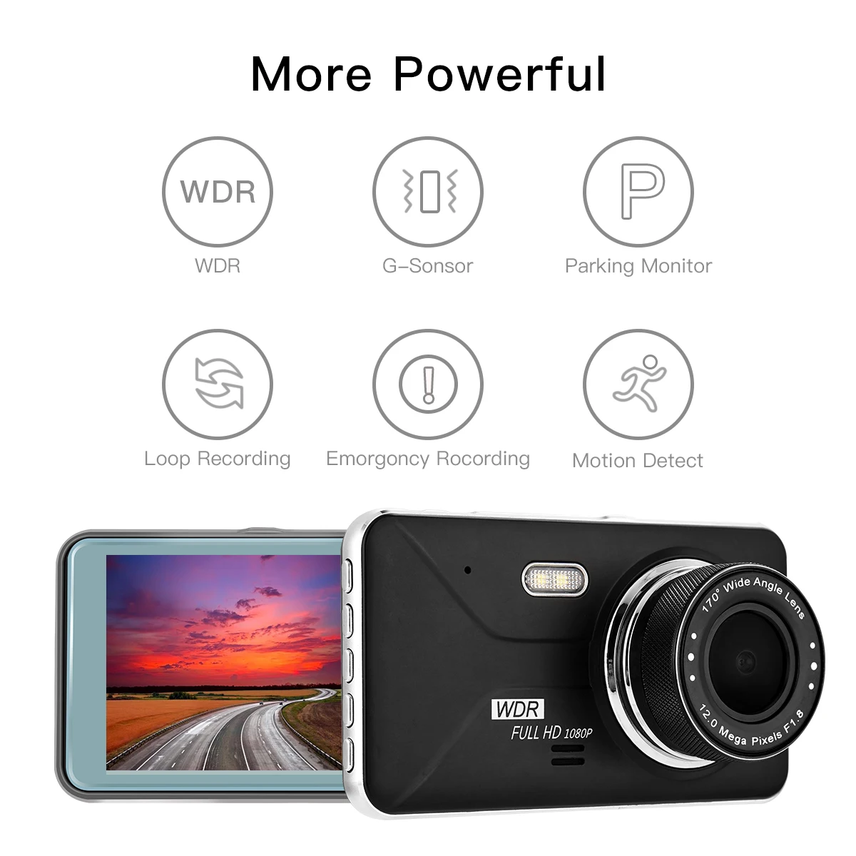 Автомобильная семейная камера DVR 4 дюйма 2.5D IPS-экран Full HD 1080P видеорегистратор с