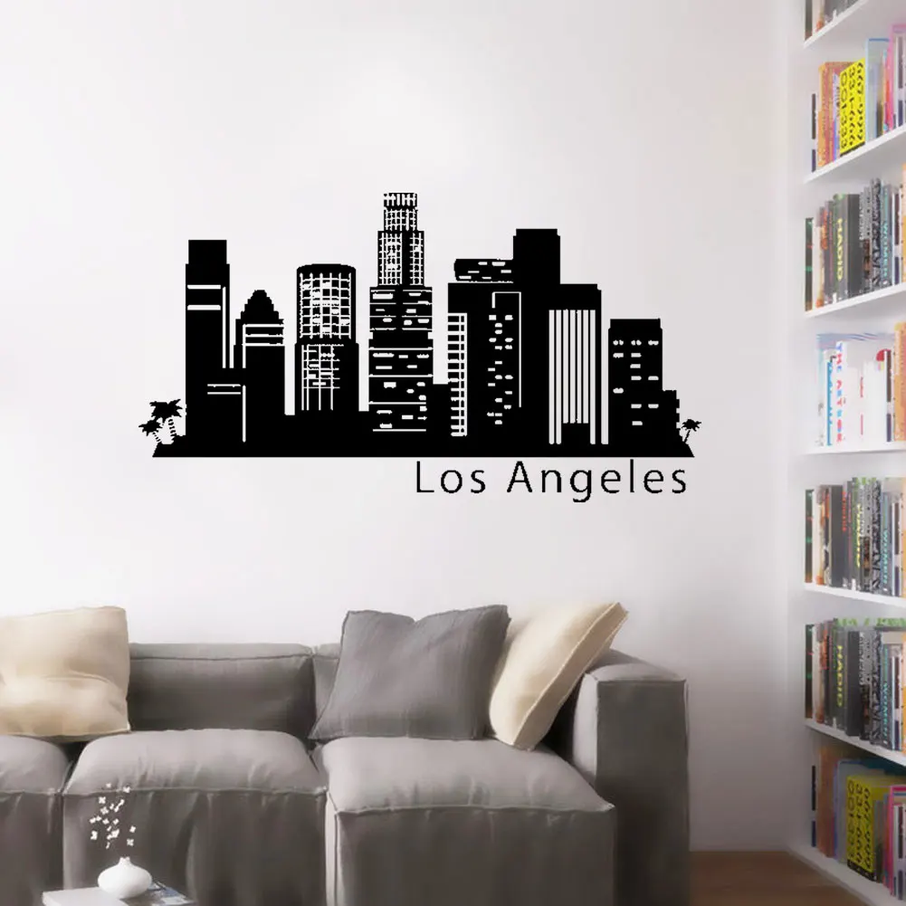 

Wall Decal High Quality Los Angeles Skyline Wall Sticker Removable Kids Bedroom Poster Creative Interior Home Decor DW11957