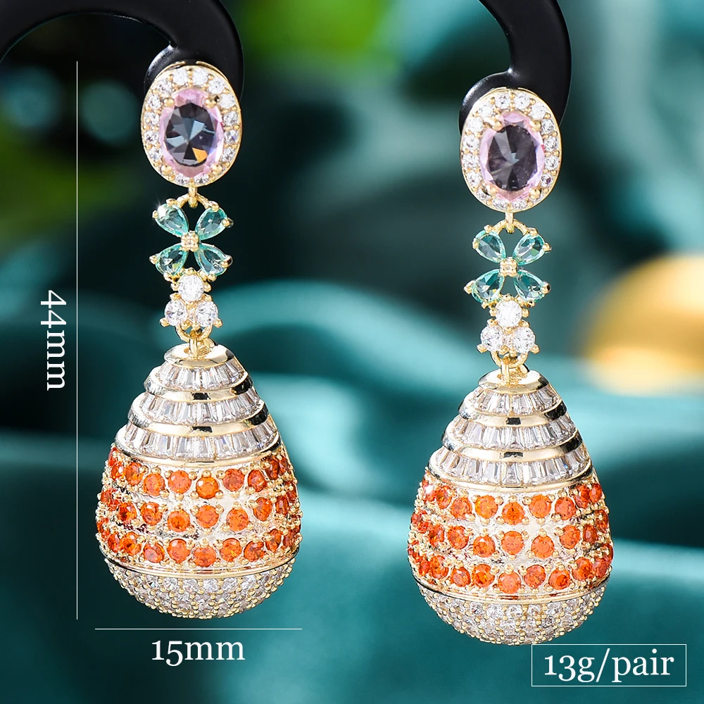 

missvikki Luxury Gorgeous Orange Drop Dangle Earrings For Women Wedding Party Bridal Earrings New Fashion Jewelry High Quality