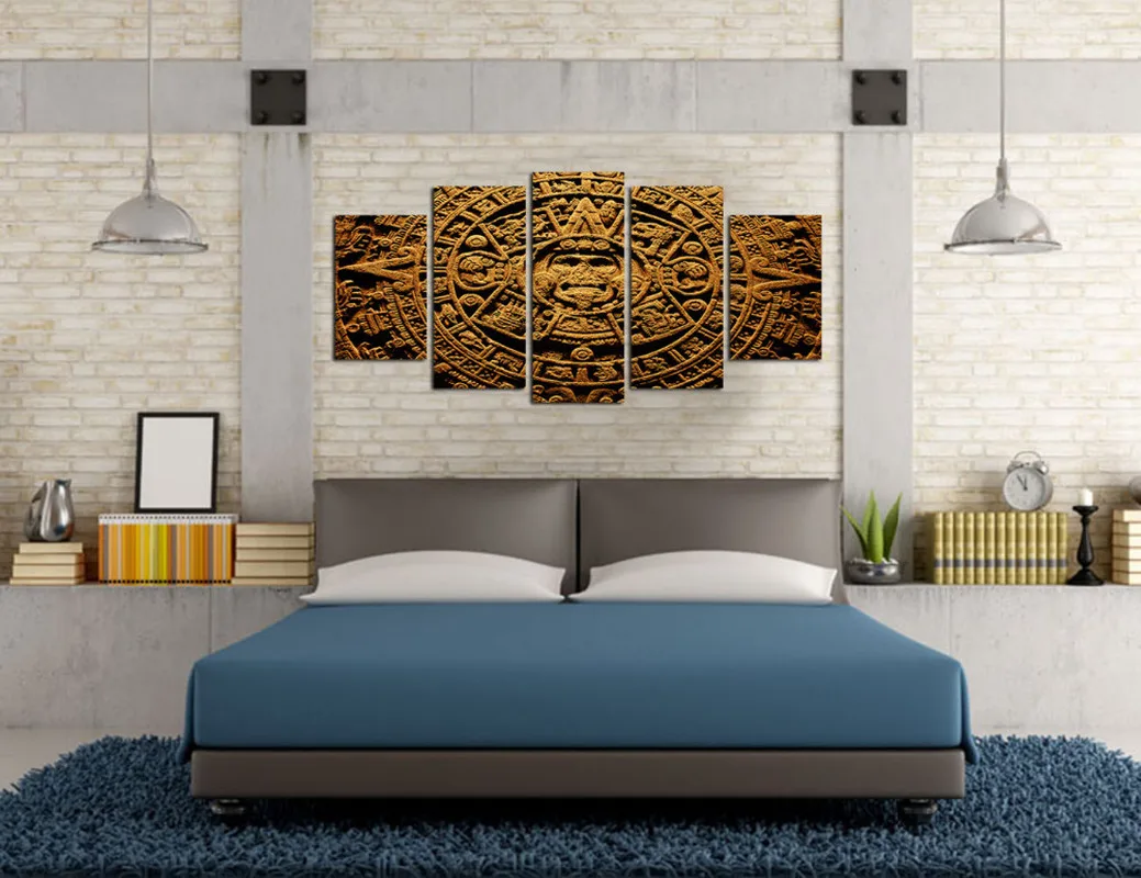 5 шт. холст с древней цивилизацией настенное искусство ацтекский календарь