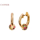 CANNER цветная круглая шпилька с алмазами, серьги из 100% стерлингового серебра 925 пробы, циркониевые серьги для женщин, ювелирные изделия Aretes De Mujer