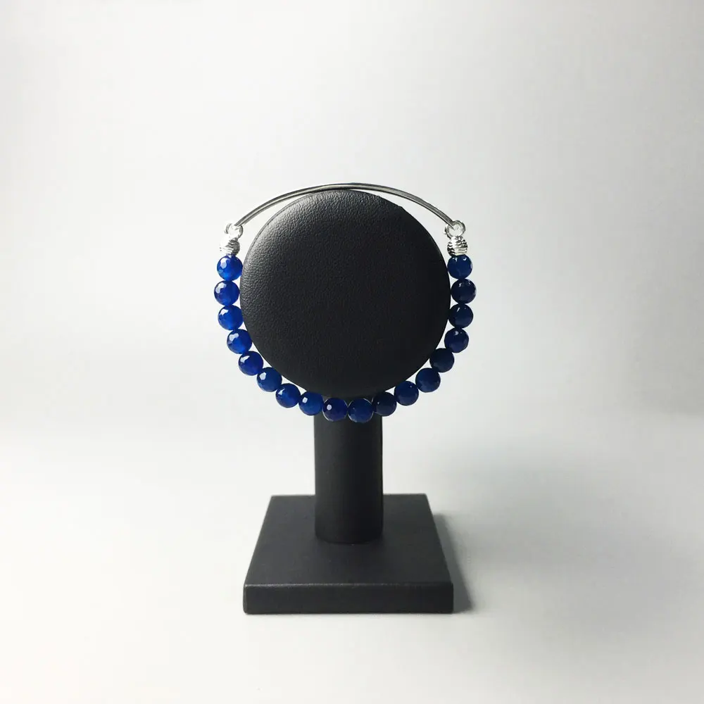 6MM Blue Stone Bridge Strand Bracelets 925 Sterling Silver Beads Charm Bangles Women Men Jewelry Accessories | Украшения и
