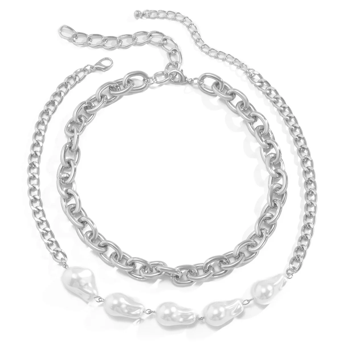 

Fashion Layered Pearl Choker Colar Thick Chains Necklace for Women Choker Necklace Jewelry