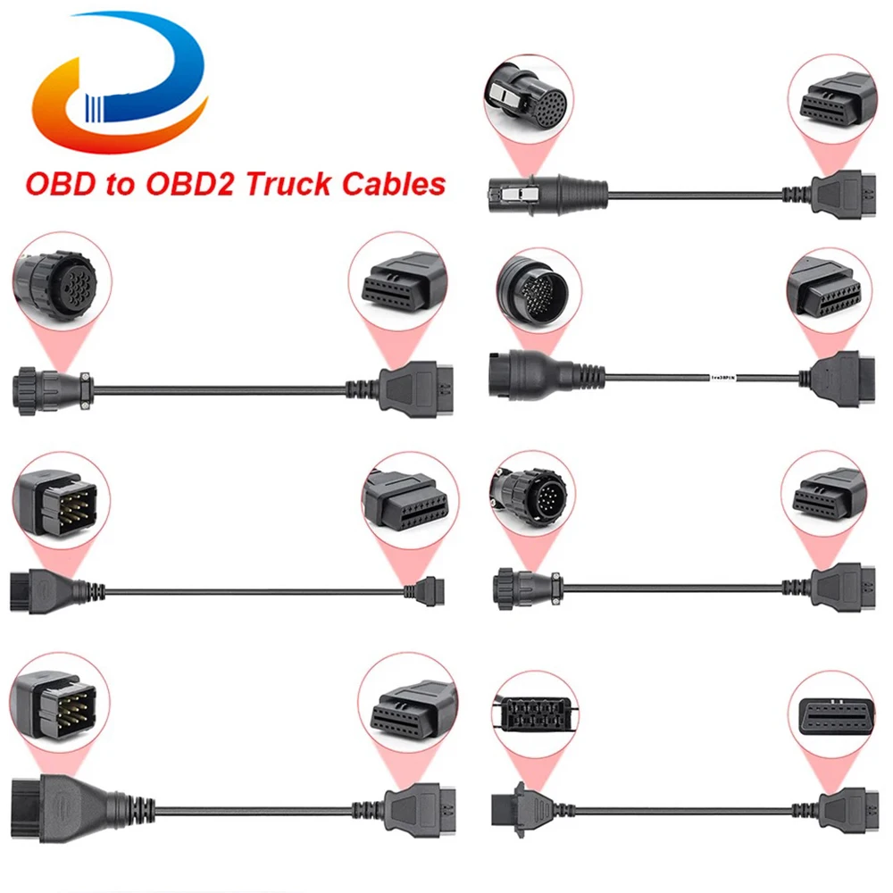 

Удлинительный кабель для грузовиков Scania, кабели OBD OBD2, диагностический инструмент, разъем сканера для Volvo, для Renault/газ, 12 контактов на 16 конта...