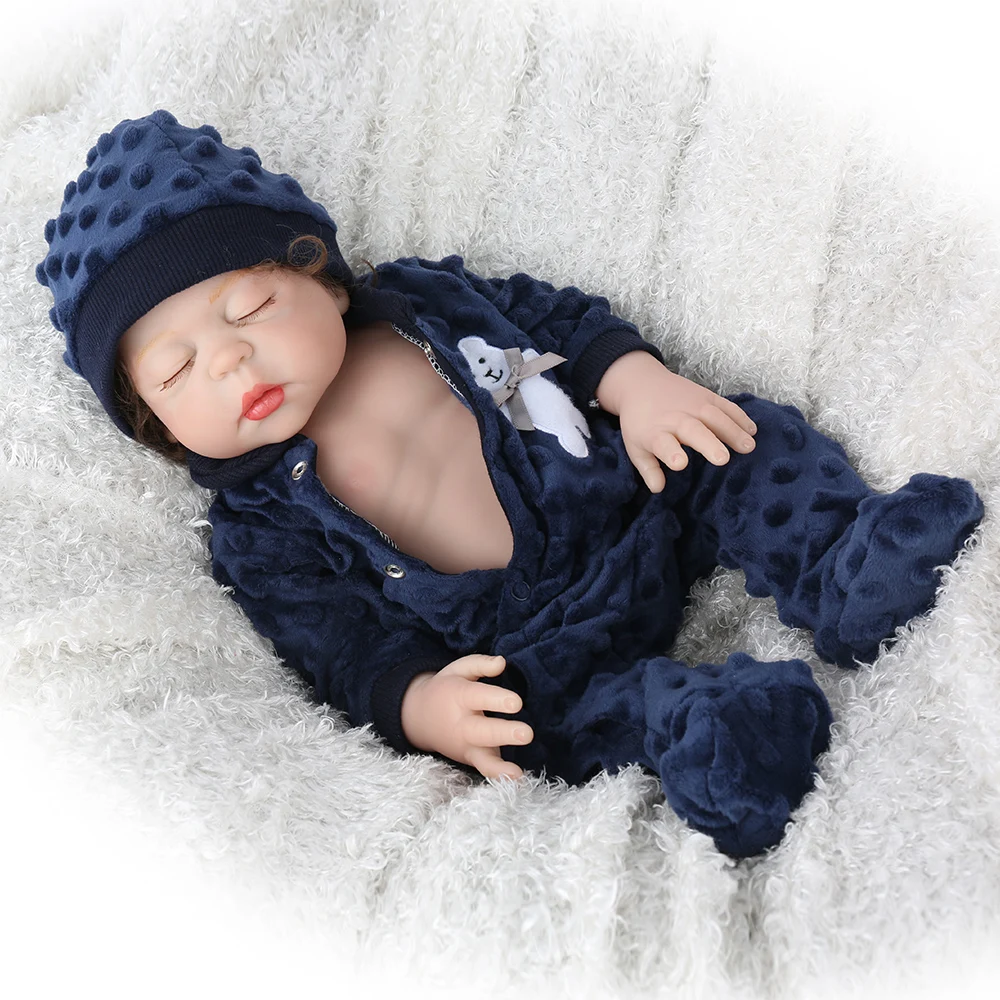 NPK Кукла Reborn Baby полностью виниловые игрушки 18 дюймов реалистичные Bebe дети поддельные младенческие развивающие ванны дети Playmate Babe Boneca - Цвет: one boy