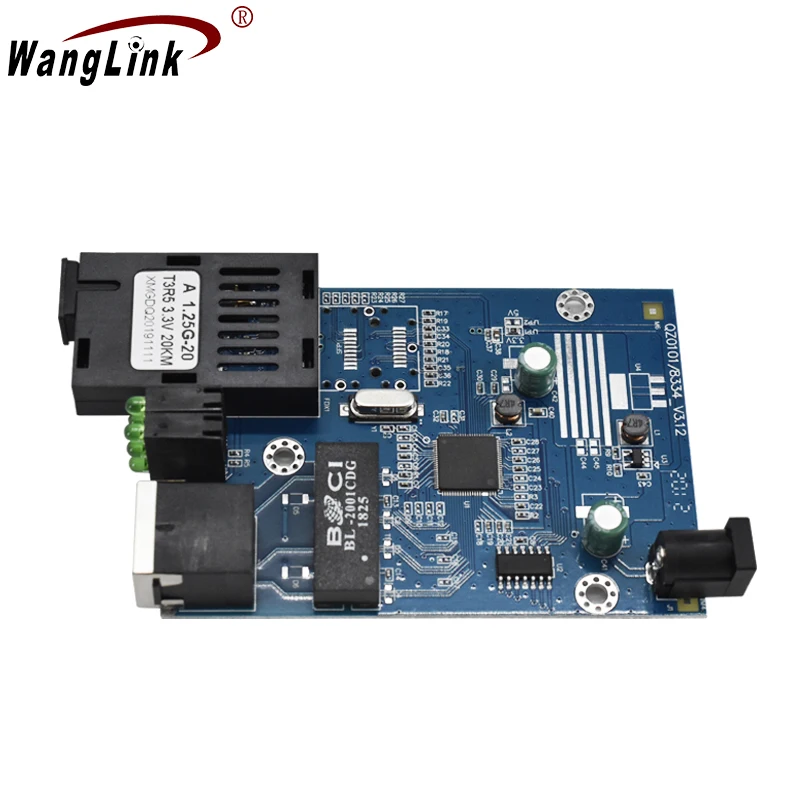 Wanglink pcba ethernet Optical Fiber Media Converter Fiber Transceiver 1000M Full PCBA with Fiber module