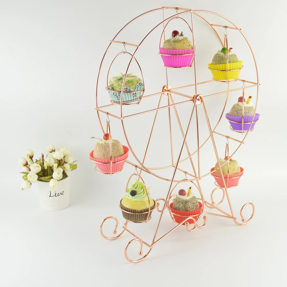 Розовое золото колесо обозрения стойка для закусок вечерние вращающиеся выпечки
