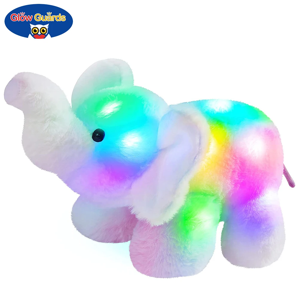 

Glow Guards 12'' Light up Rainbow Elephant Stuffed Animals with LED Glow in Dark Plush Toy Birthday Gifts for Toddlers Kids