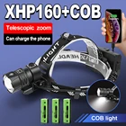 Новейший XHP160 самый мощный светодиодный налобный фонарь USB XHP90.2 перезаряжаемый налобный фонарик светодиодный налобный фонарь 18650 рыболовная голова фонарь