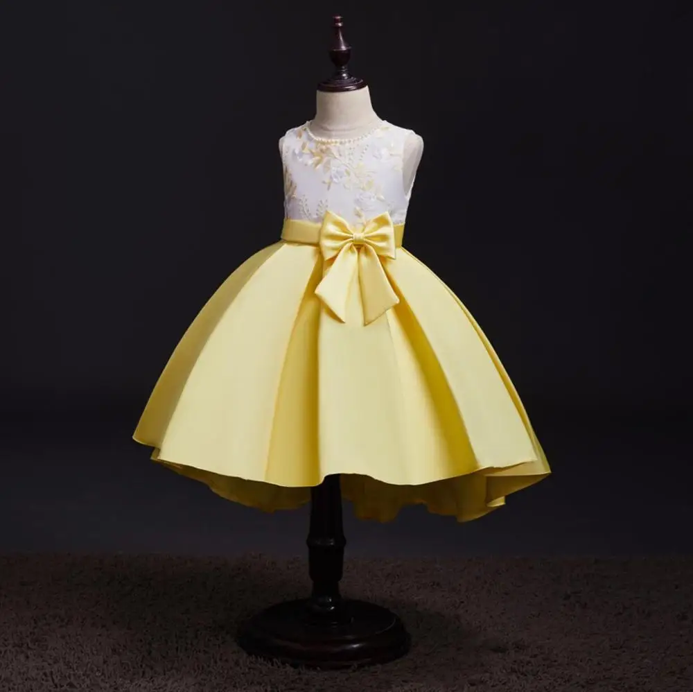 New Flower Girls Dresses Kids Beading Embroidery Bodice Satin Wedding Party Dress Formal Clothing Bebe Vestido | Детская одежда и
