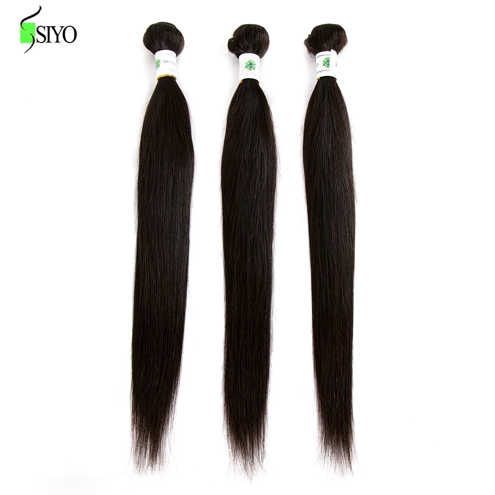 

SIYO Hair Peruvian Straight Hair Bundles Natural Color Human Hair Bundles 3PC Double Weft Non Remy Hair Weave Bundles 10-26Inch