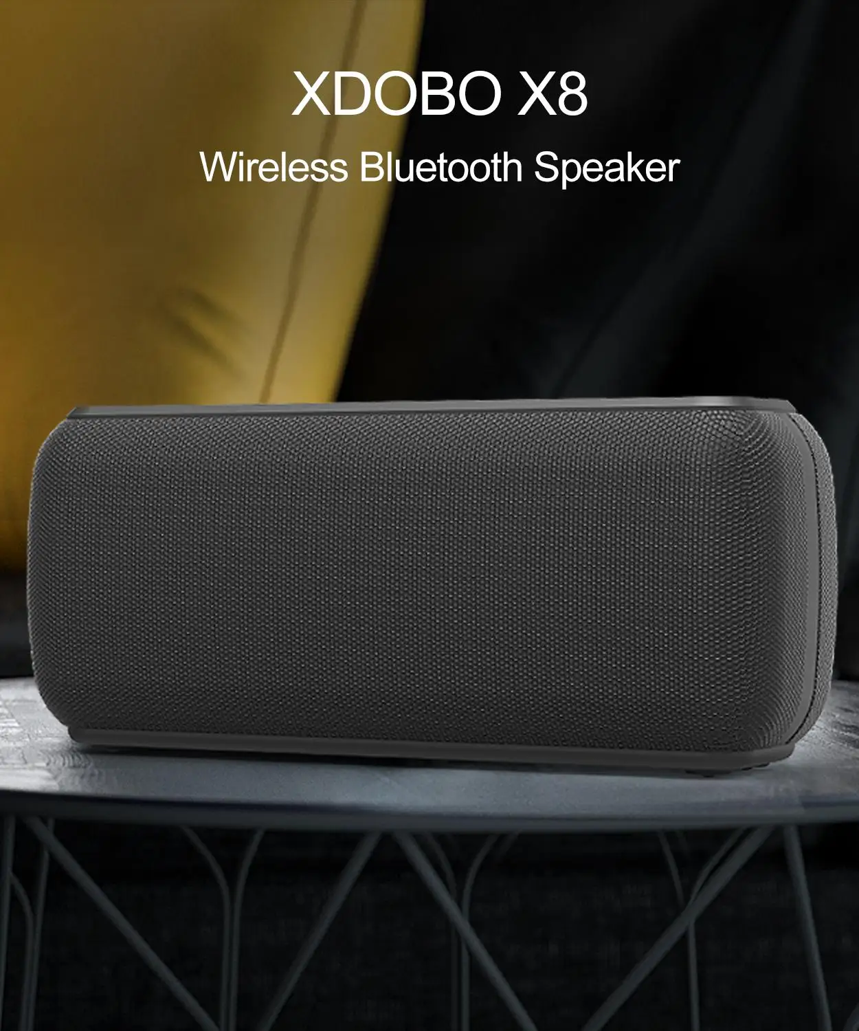 X8 60W Portable bluetooth speakers with subwoofer wireless IPX5 Waterproof TWS 15H playing time Voice Assistant Extra bass Box