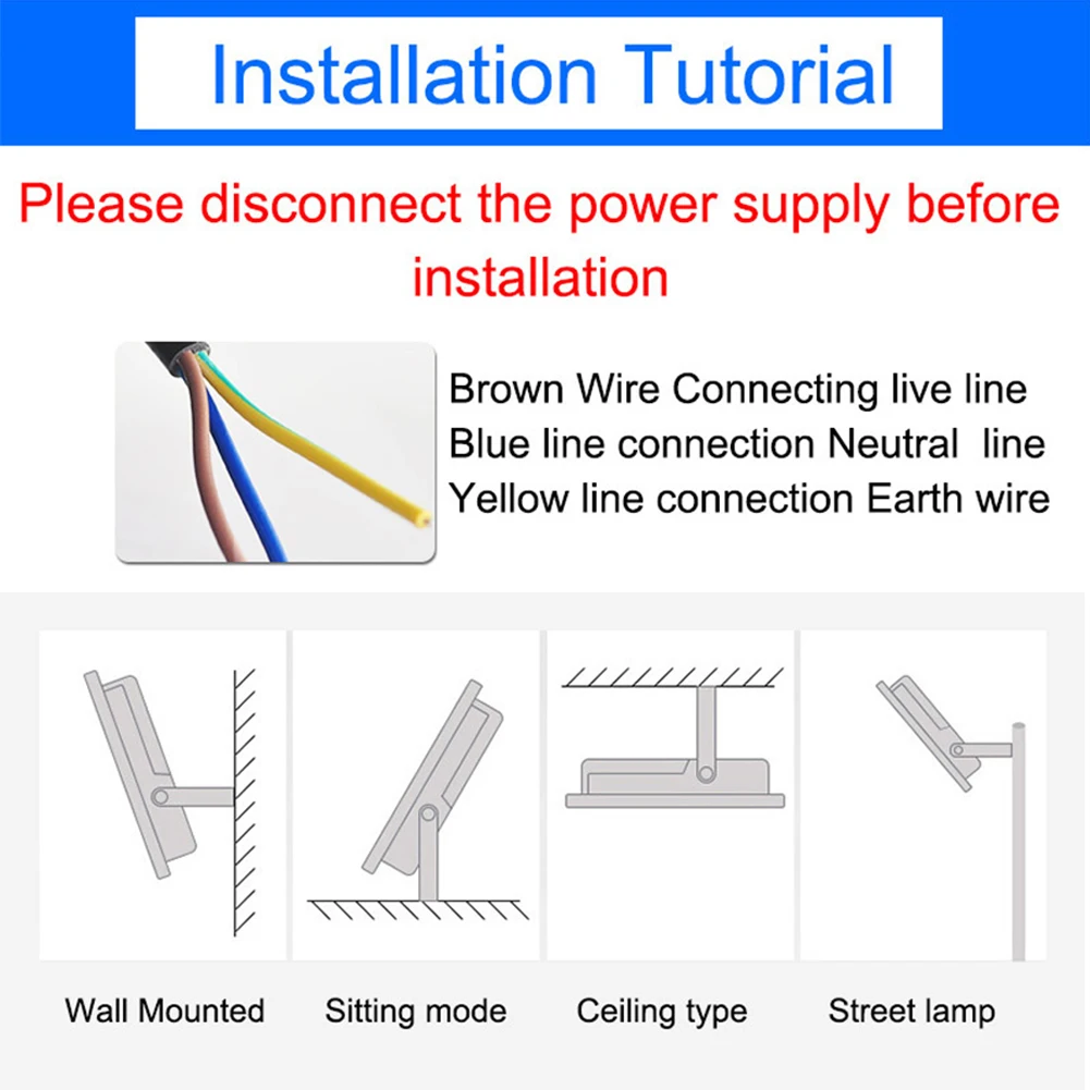 

LED Floodlight Outdoor Headlight Spotlight Security Light 50W 220V Garden Balcony Yard Garden Garage Street Hallway Warm White