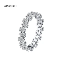 aiyanishi fashion 925 sterling silver wedding full eternity band rings for women gift for ladies girl party lover rings jewelry