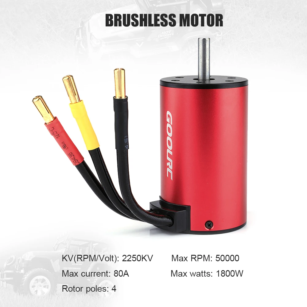 

GoolRC 3674 2250KV Brushless Motor 120A ESC Brushless Electronic Speed Controller 6V/3A BEC for 1/8 1/10 RC Car Crawler Truck