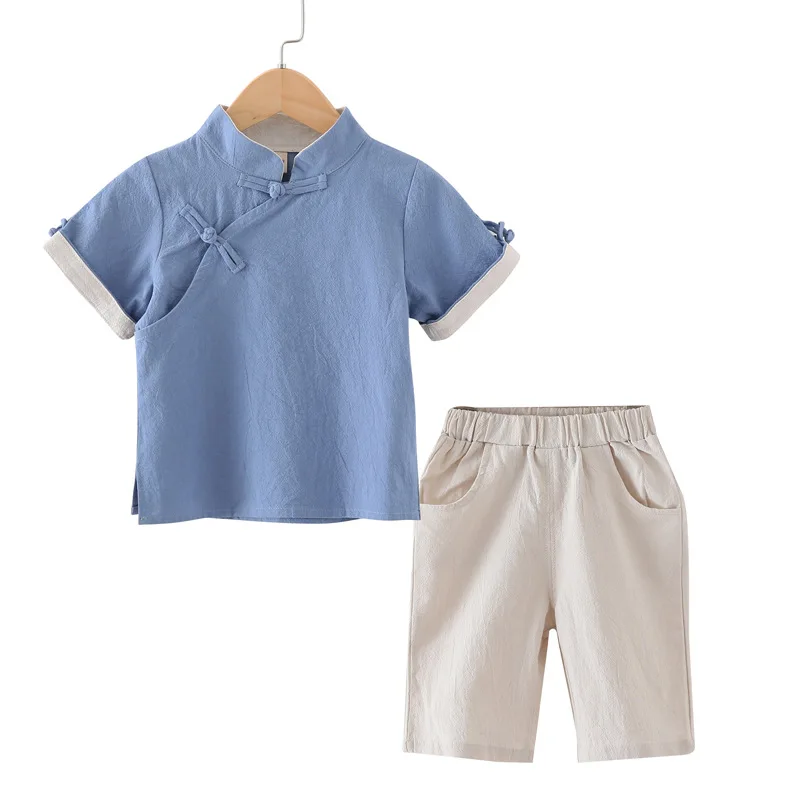 

Teen Girls Clothing National Chinese Style Children's Wear Boys' Cotton Hemp Linen Suit Girls Summer Wear Toddler Boy Clothes