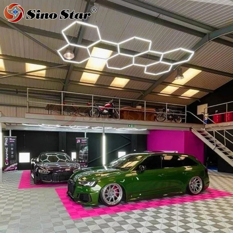 

Sino Star Popular Customized Super Bright Hexagon Garage Car Workshop Detailing Work Lighting Led Lamp with 3years Warranty