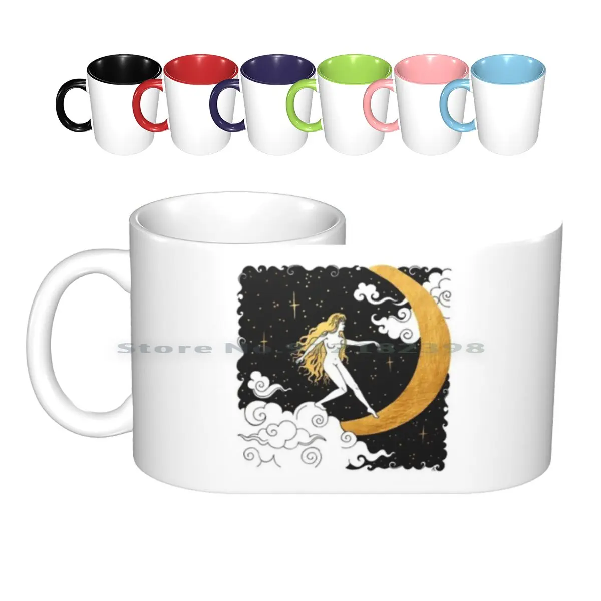 

Танцор на Луне. Керамические кружки с изображением ночного неба и облаков, кофейные чашки, кружка для молока и чая, первая встреча с космосом