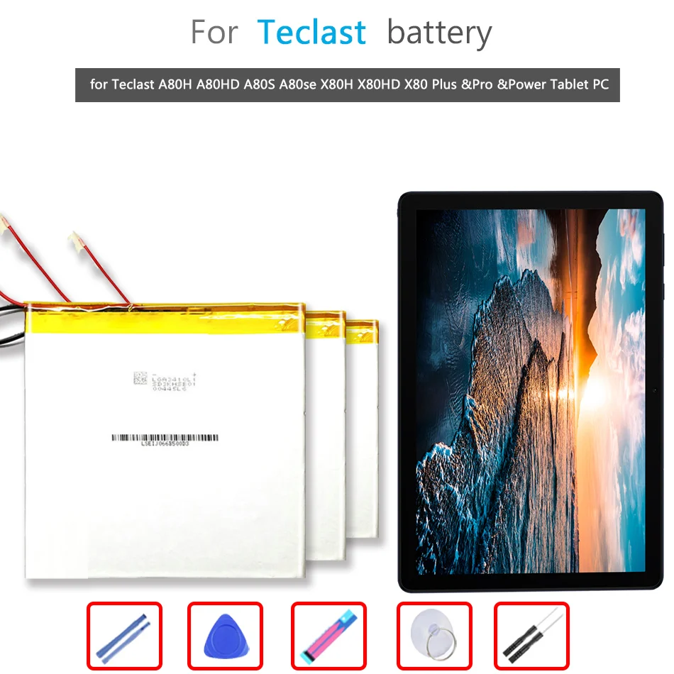 Bater&iacute;a (3 l&iacute;neas) de 6000mAh para Teclast A80H, A80HD, A80S, A80se, X80H, X80HD, X80 Plus, Pro y Power Tablet, bater&iacute;a de ion de litio-0