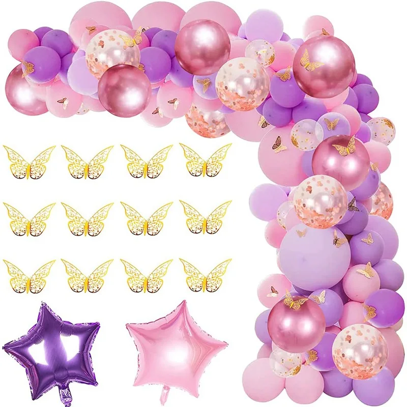 

Розовая фиолетовая бабочка тема искусственная кожа для девочек день рождения Свадебная вечеринка принадлежности