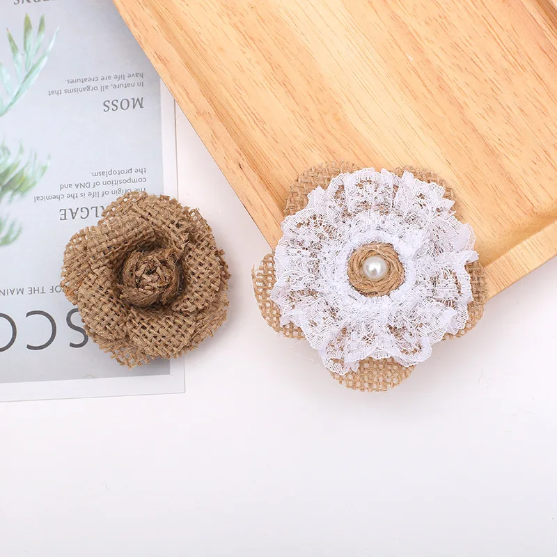 High quality 1-5pcs/lot Burlap lace ribbon pure processing flower DIY jewelry linen trims Christmas gift decoration | Дом и сад