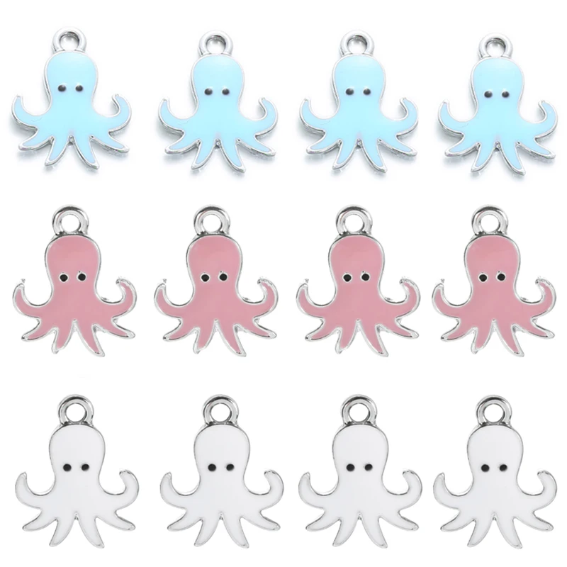 

HEYUYAO 10pcs Cute Octopus Enamel Charms Dangle Jewelry Earrings Bracelet DIY Accessory Cute Animal Pendants