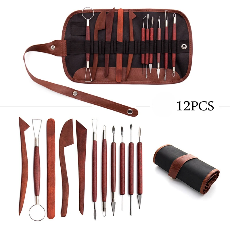 

12Pcs/Set Pottery Ceramics Tools Carved Polymer Clay Modeling Tool Red Handle Carving Tools Set For Sculpture Tools Set