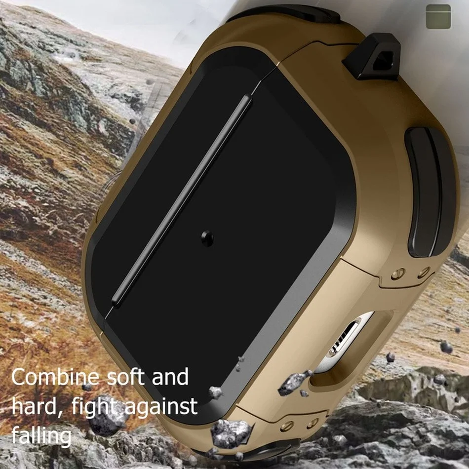 Противоударный чехол для наушников Airpods Pro мягкий из ТПУ и поликарбоната с