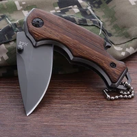 5cr15mov blade knives keychain mini pocket folding hunting utility knifetactical survival knive wood handle hand tools bushcraft