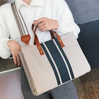canvas striped tote bags for women handbag large capacity crossbody bags for women 2021 portable business briefcase shoulder bag