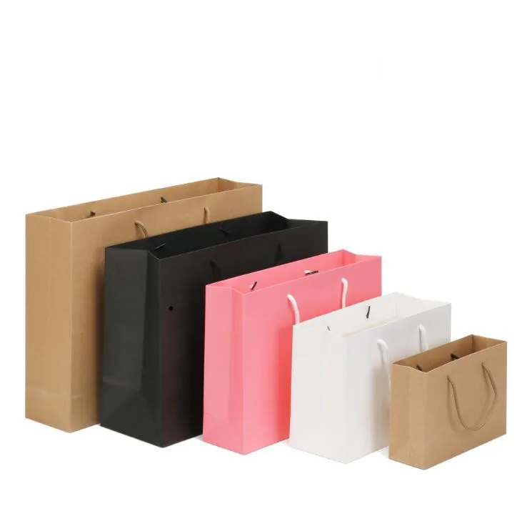 50 шт. в 3 размерах Белая Подарочная сумка с ручкой черный/коричневый пакет из