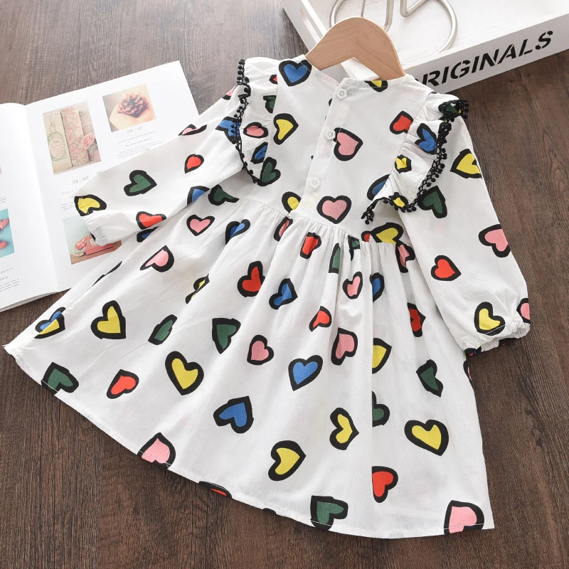 Bear Leader-disfraces informales de primavera para ni&ntilde;as, vestidos con estampado de coraz&oacute;n, volantes, ropa de Oto&ntilde;o de 2 a 7 a&ntilde;os-1