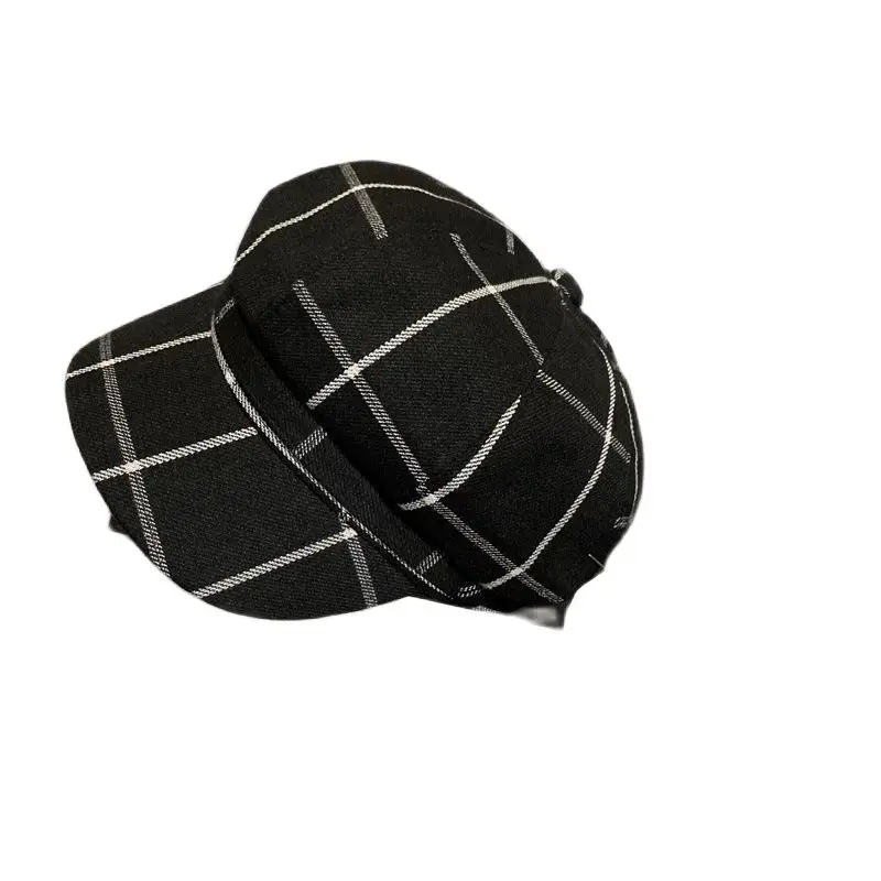 

Spring and Autumn New Navy Hat Women Korean Cotton Plaid Octagonal Hat Japanese Fashion Retro Painter Beret