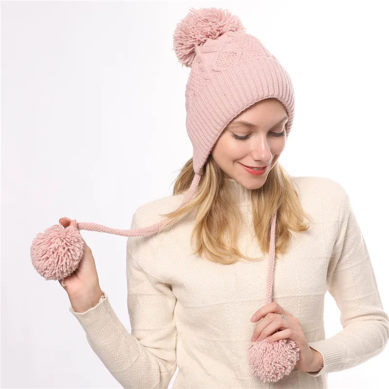 Женская зимняя теплая шапка для девочек Элегантная Дамская вязаная крючком