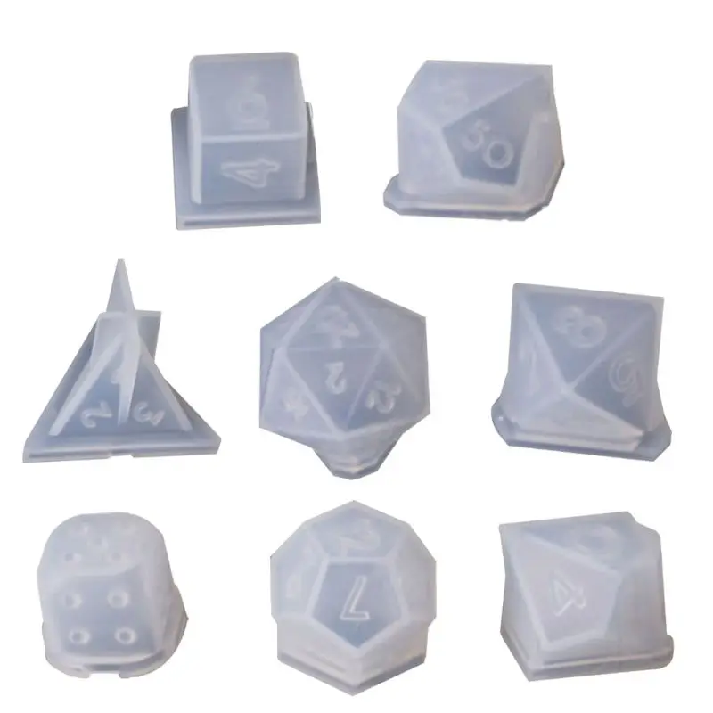 

8 Shapes DIY Playing Dice Mold Digital Game Dice Faceted Cube Dice Silicone Mold