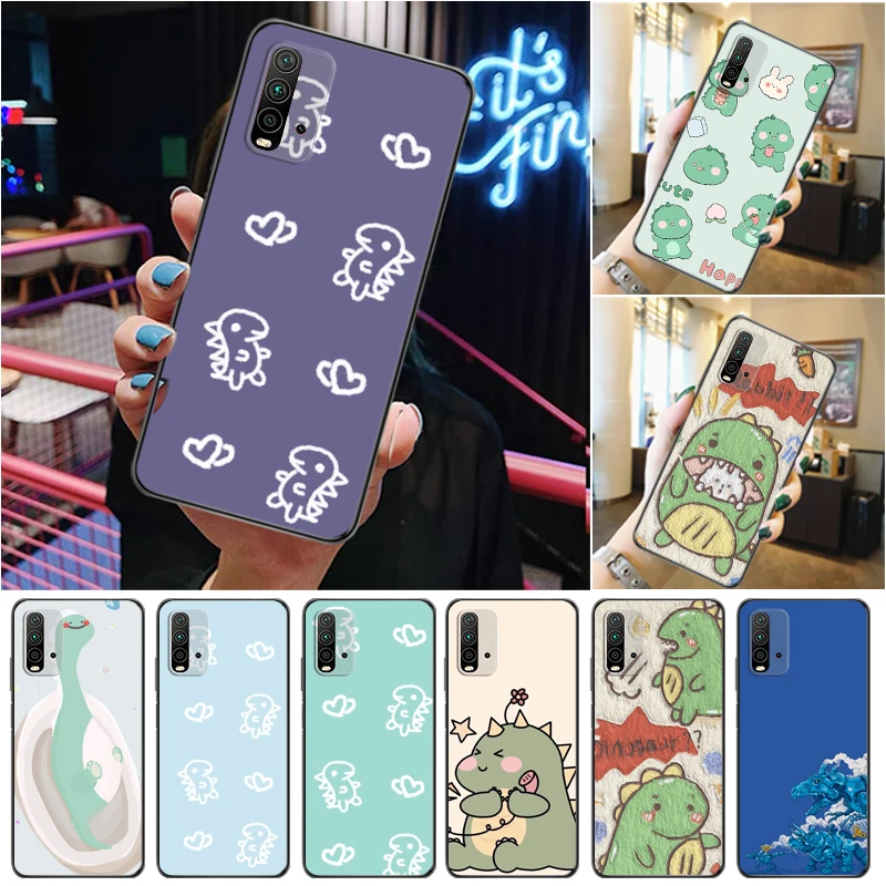 

Cute Flowers Funny Couples Dinosaur Color Painting Phone Case For Xiaomi Redmi 9 9T 9A Pro Funda Carcasa Coque Cases