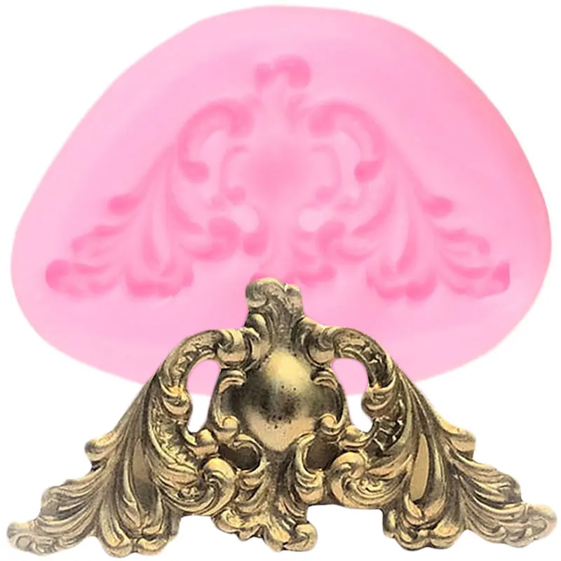 3D барокко рельеф силиконовые формы прокрутки листья штамповый торт декоративные