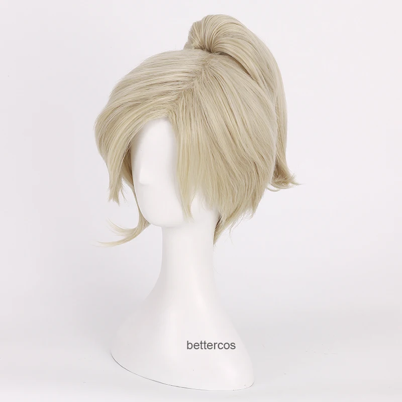 Парик для косплея из короткого льняного светлого конского хвоста термостойких