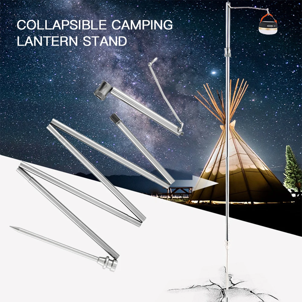 

Lamp Holder Collapasible Lantern Stand Pole Selfie Stick Camping Lamp Bracket Portable Outdoor Camping Fishing Lamp Hook Rack