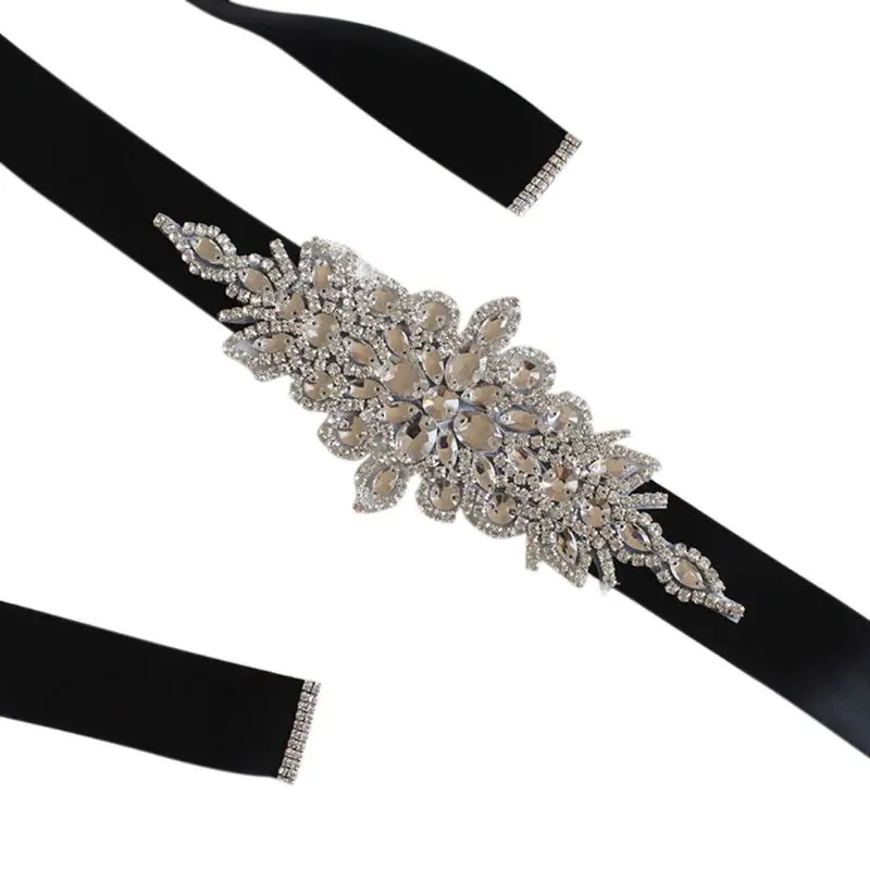 

270x4cm Women Wedding Sash Elegant Rhombic Rhinestone Faux Crystal Ribbon Bridal Wide Waist Belt Jewelry Dress Cummerbund