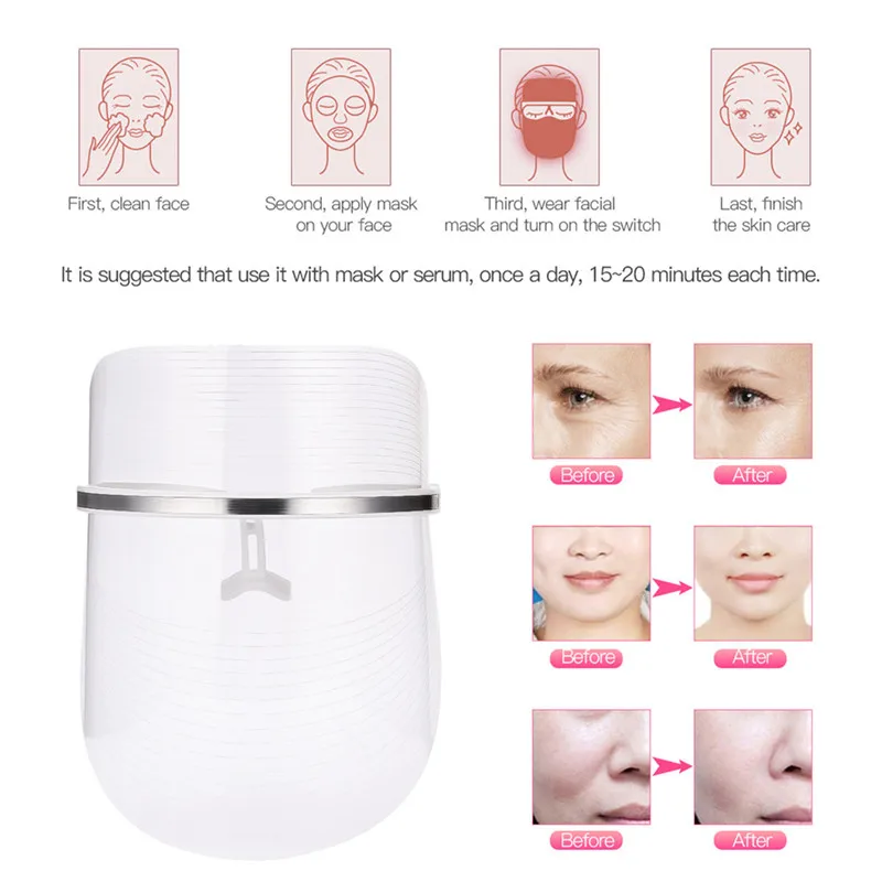 CkeyiN светодиодный светильник терапия маска для лица фотон против старения