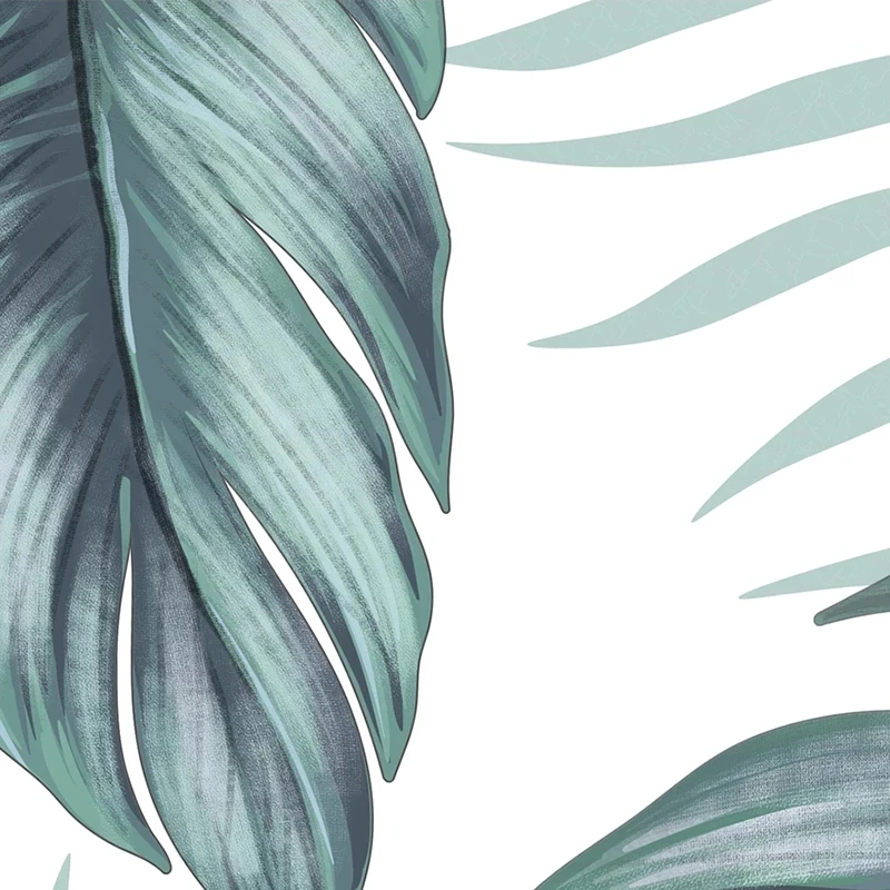 Настенная роспись на заказ с абстрактными листьями в скандинавском стиле